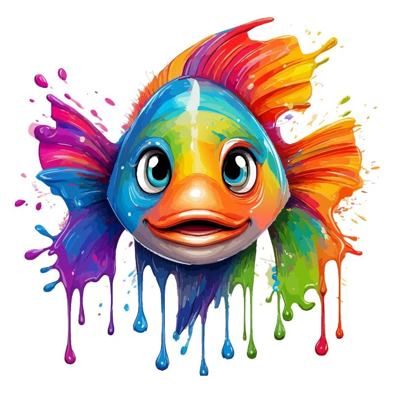 Coloured fish with colour explosion