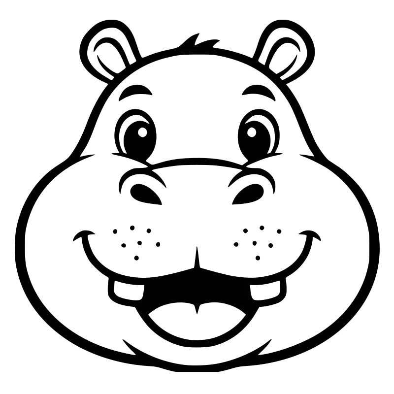 Laughing Hippo Face Head Vector