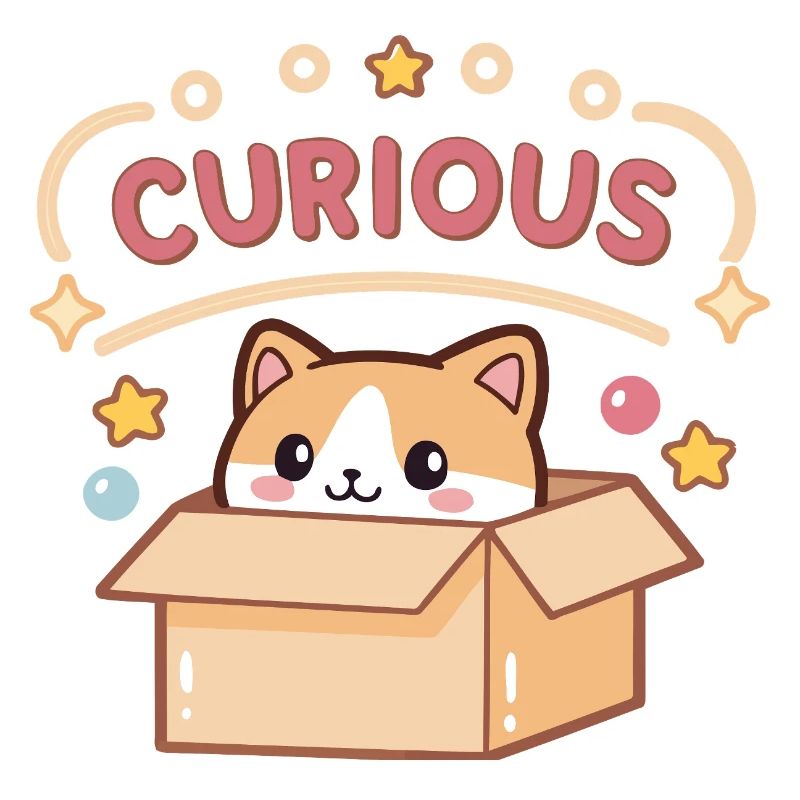 Curious Cat in Cute Cardboard Box