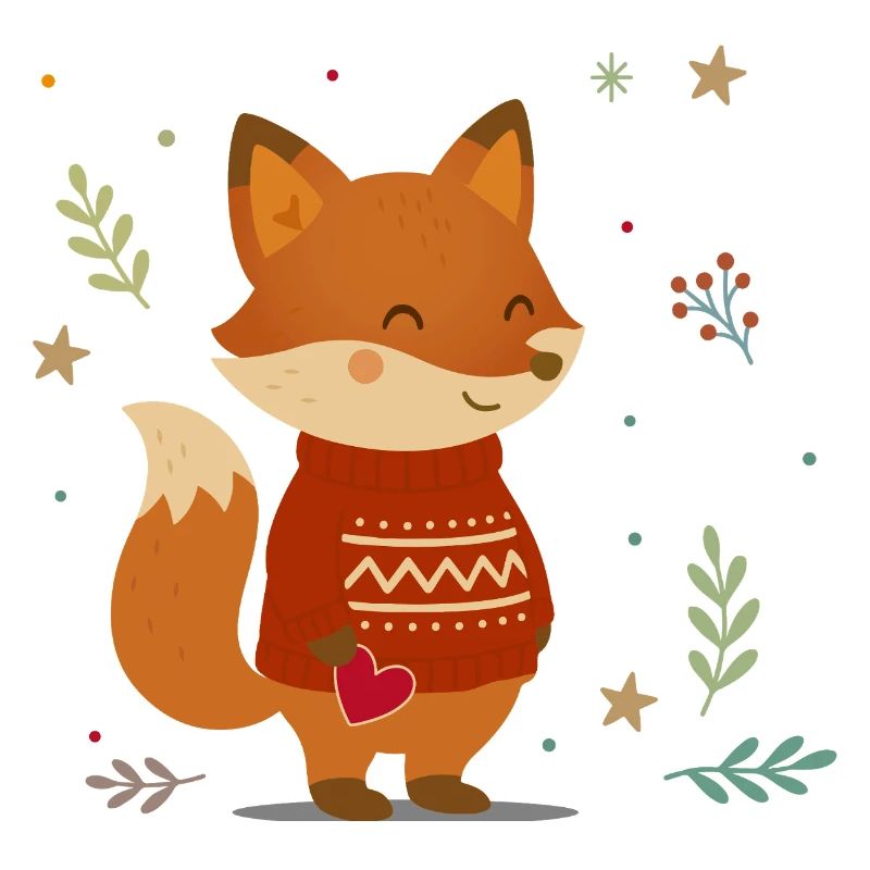Süßer Fuchs im Pullover mit Herz
