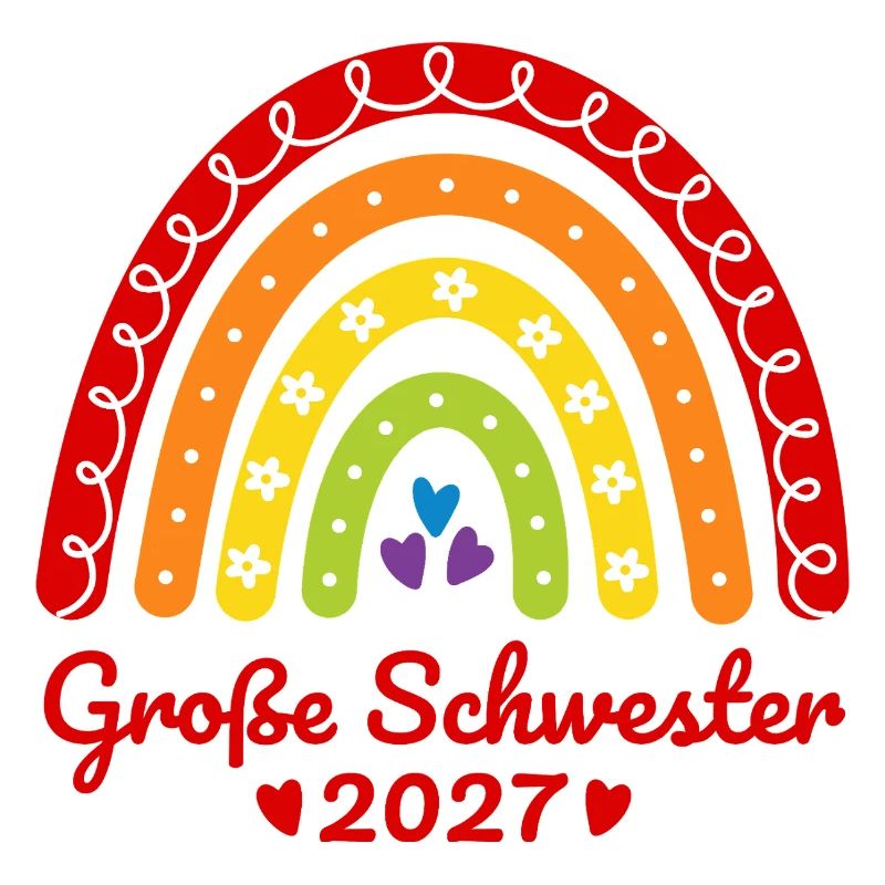 Große Schwester 2027 Boho Regenbogen bunt