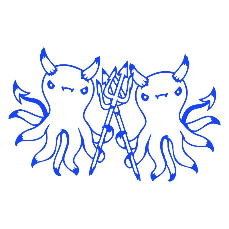 2 Octopus Devil Hell Team Friends Satan Evil Cute