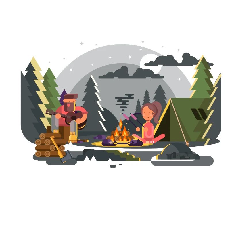 Campfire Forest Camping Duo