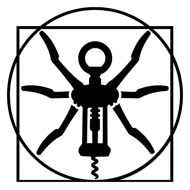 Vitruvian man wine cork screw Leonardo Da Vinci