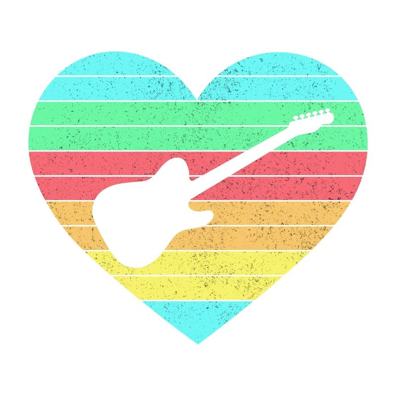 Guitars heart design with rainbow / gift