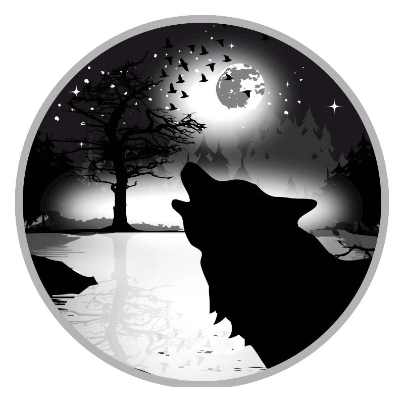 howling wolf at night at full moon