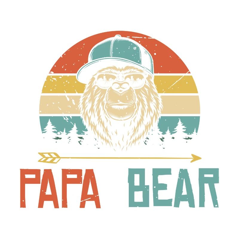 Papa Bear Father's Day Gift Retro Bear