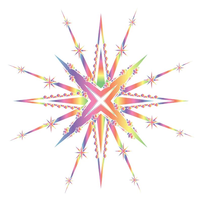 radiant star in delicate rainbow colors