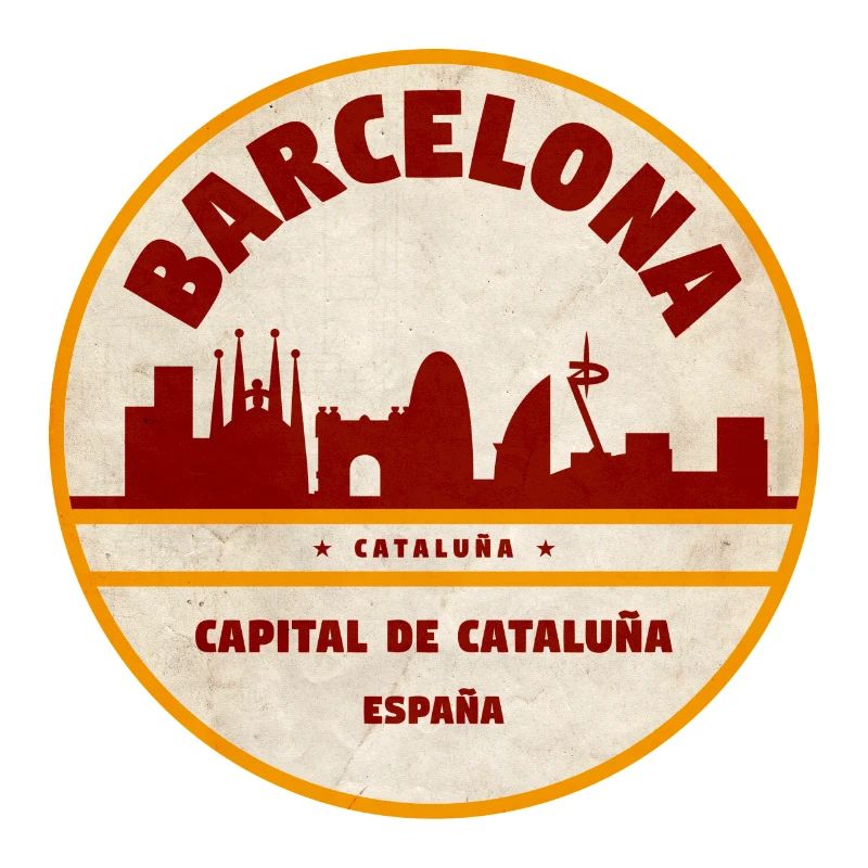 Emblème vintage de la Skyline de Barcelone