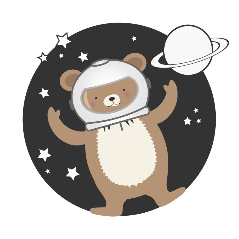 cute astronaut bear in comic style