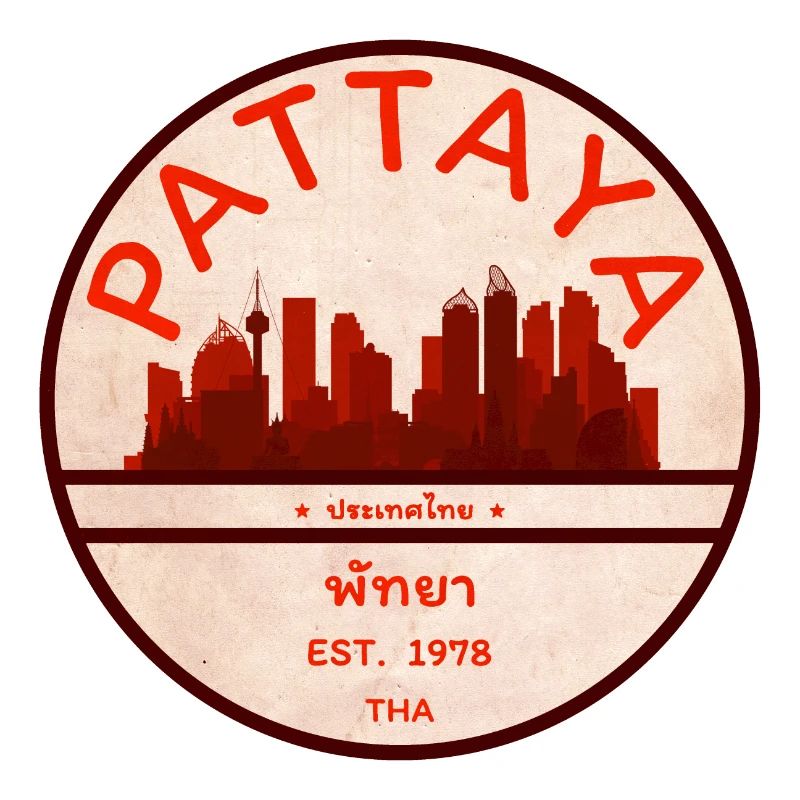 Pattaya Skyline Retro-Abzeichen