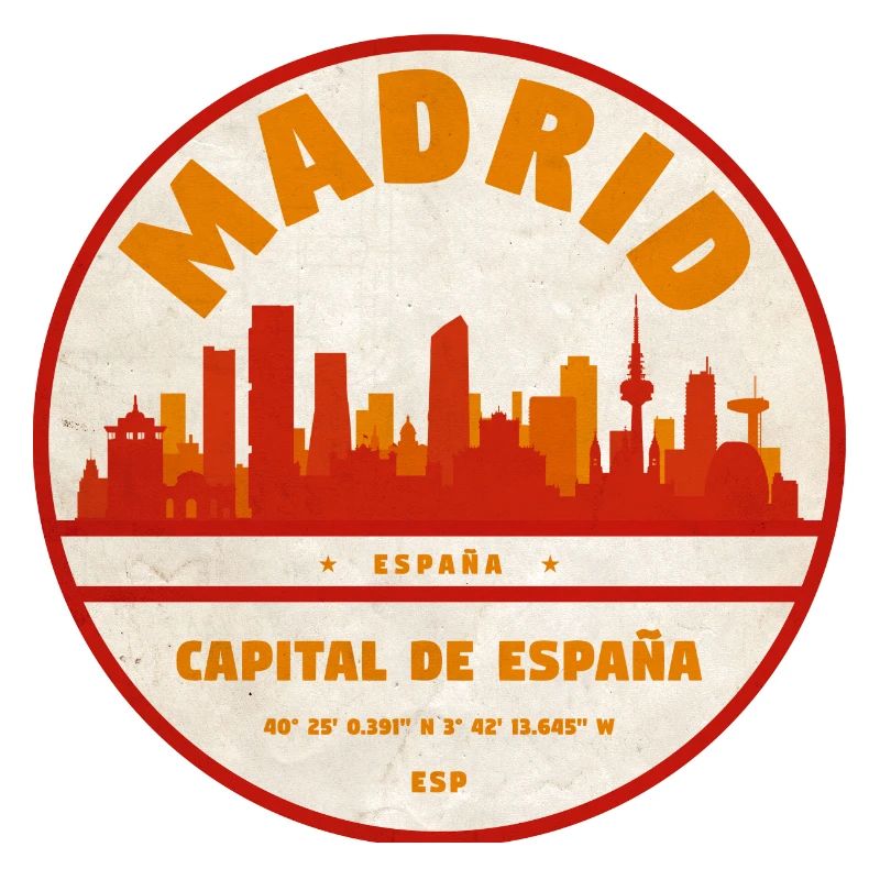 Madrid Skyline Vintage Circle