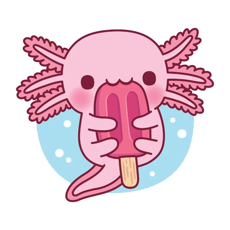 Mignon Axolotl mangeant de la glace