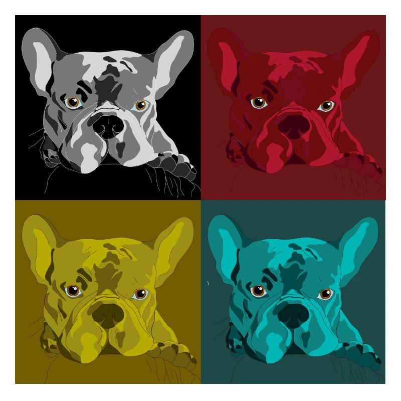 Frenchie Pop Art Vierfarb Design