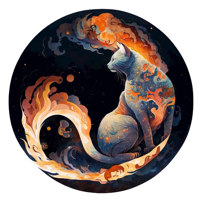 Fiery cat magic in constellation design