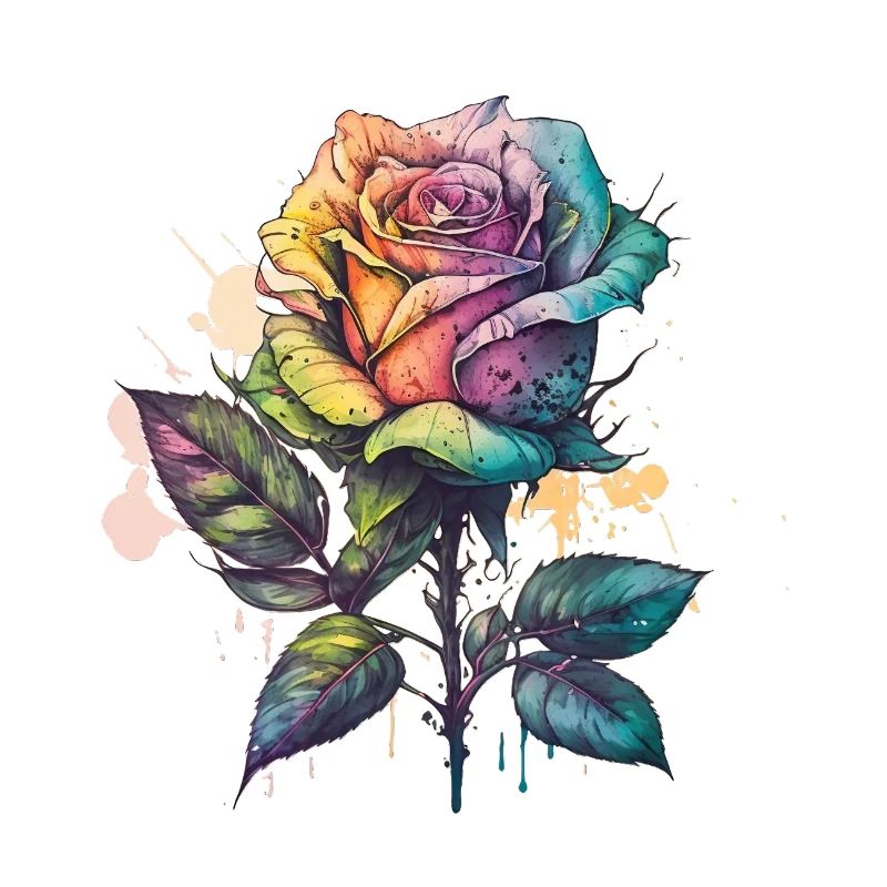 Aquarelle Tropicale Rose, fleur colorée