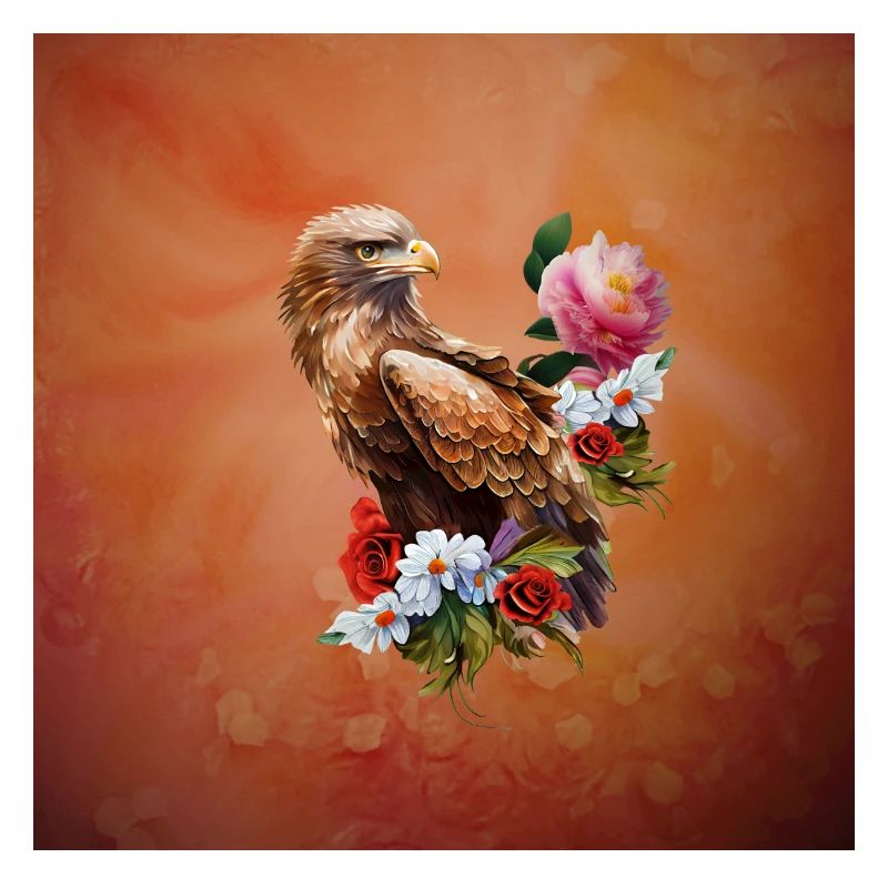 Wonderful eagle with flowers.