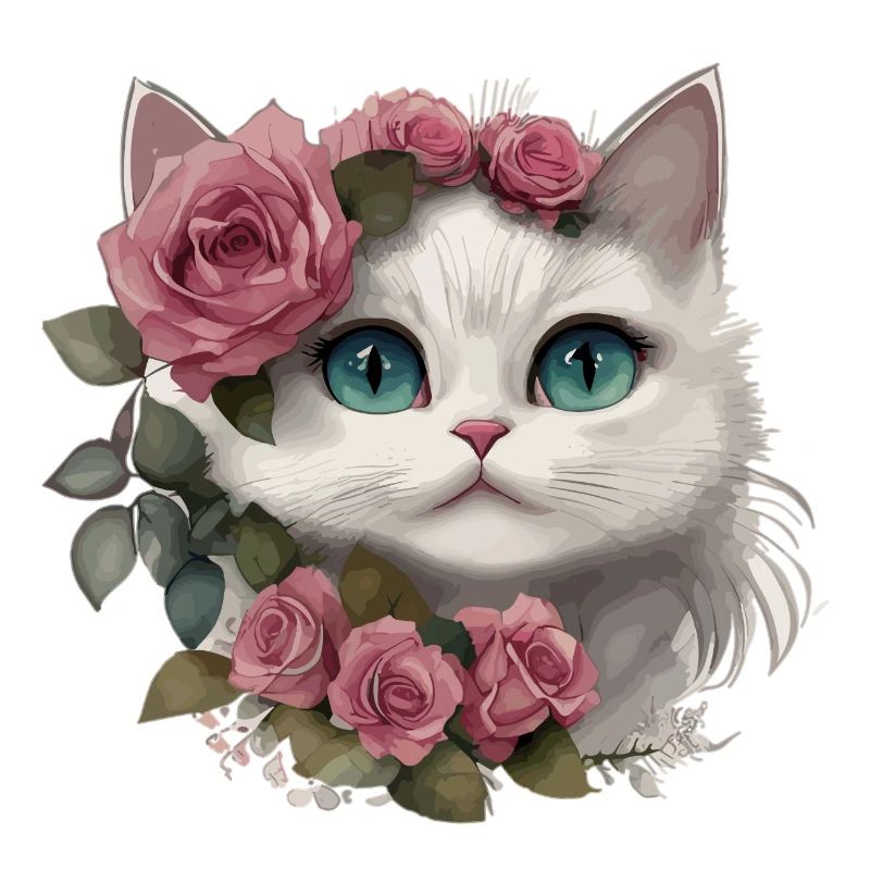 Chat blanc mignon avec de grands yeux