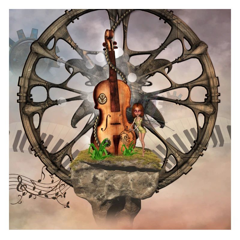 Violon steampunk avec petite fée