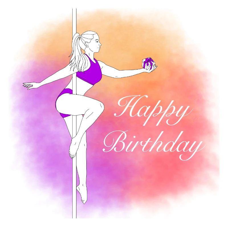 Pole Dance Birthday Gradient Illustration
