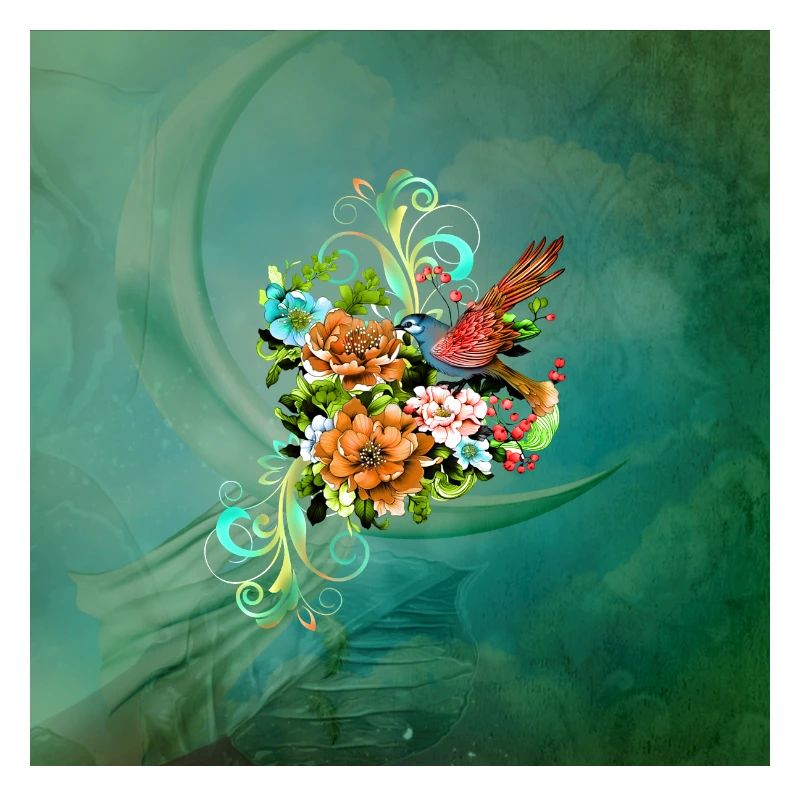 Merveilleuses fleurs élégantes avec oiseau.