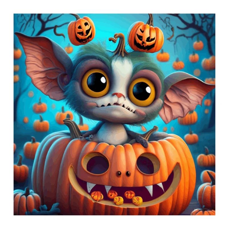Little Halloween Creature in Pumpkin