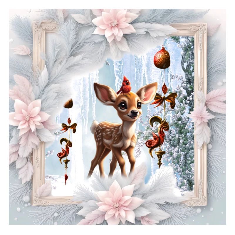 Mignon faon avec oiseau