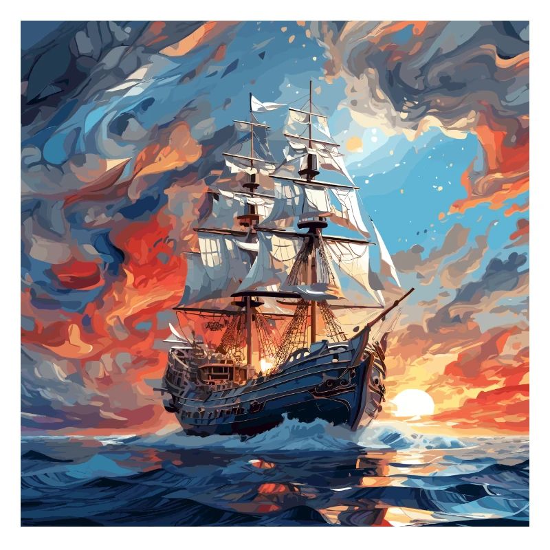 Historic Sailboat at Sunset