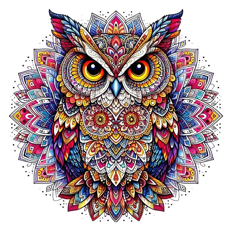 Owl decorated with Mandalas