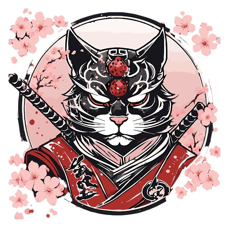 Démoniaque Kawaii Neko Samurai : chat samouraï