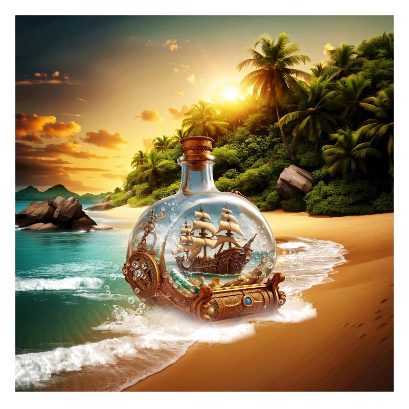 Unique and surprising bottle with boat