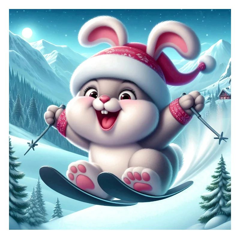 Lapin Saut Ski Noël