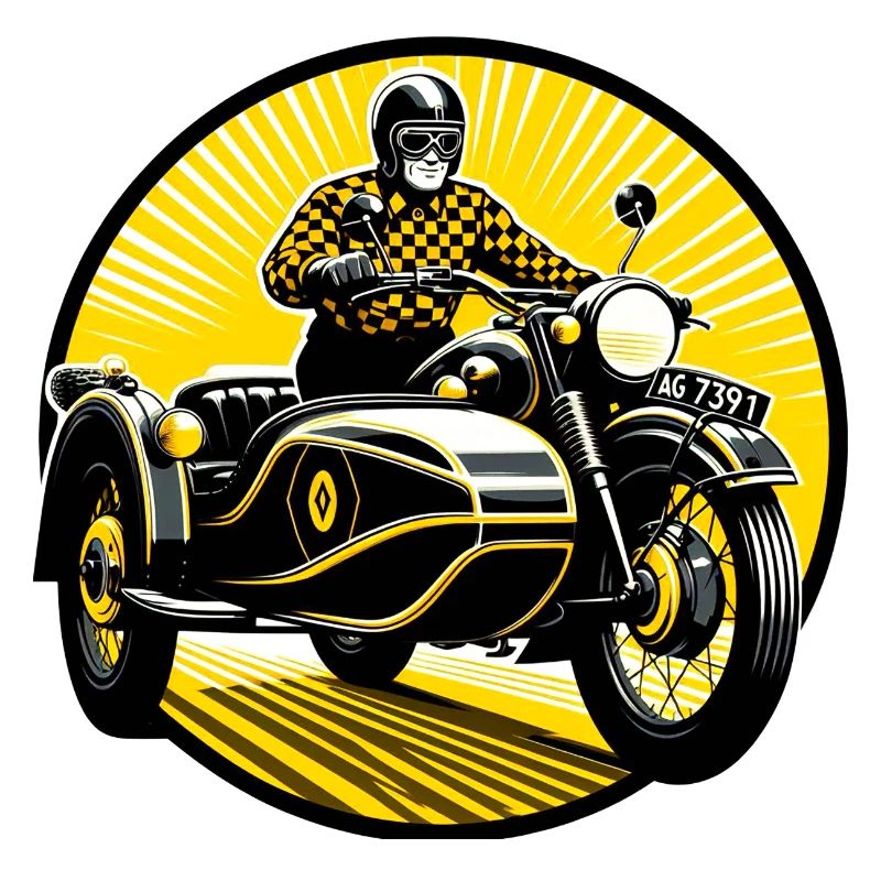 Sidecar driver in the sun