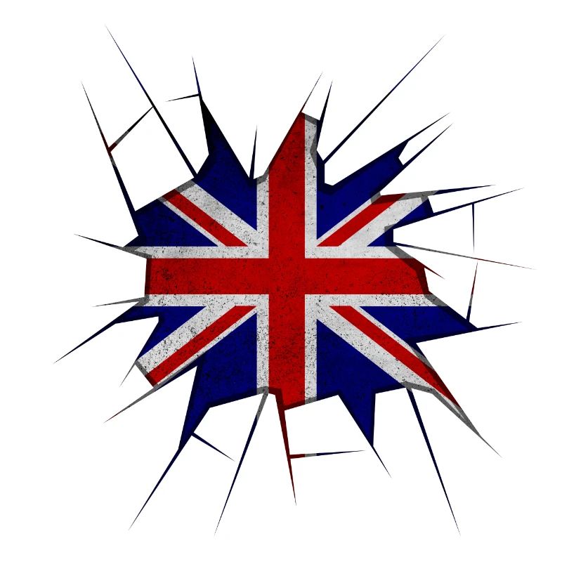 Drapeau Union jack verre brisé