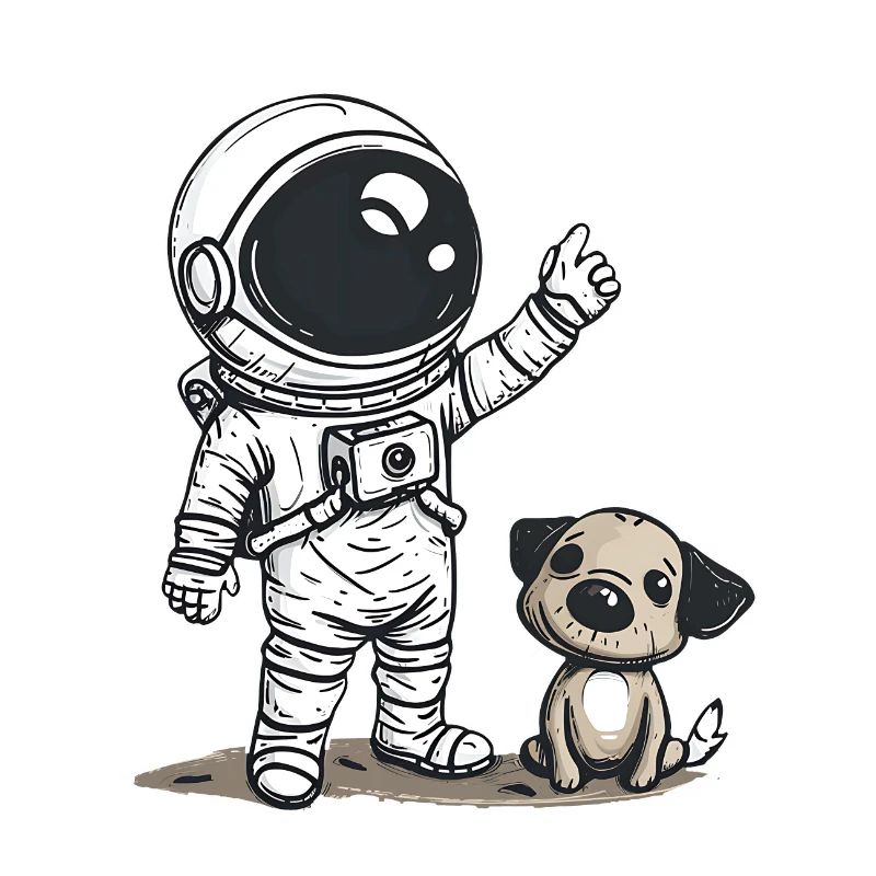 Mignon astronaute et chien dessin animé Design | Espace