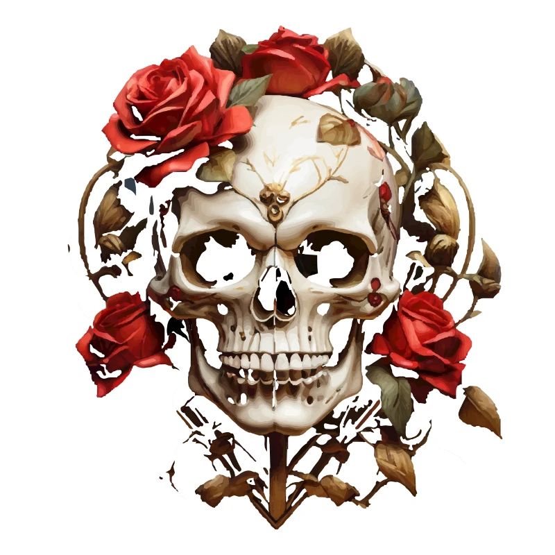 Rose Red Skull Wreath