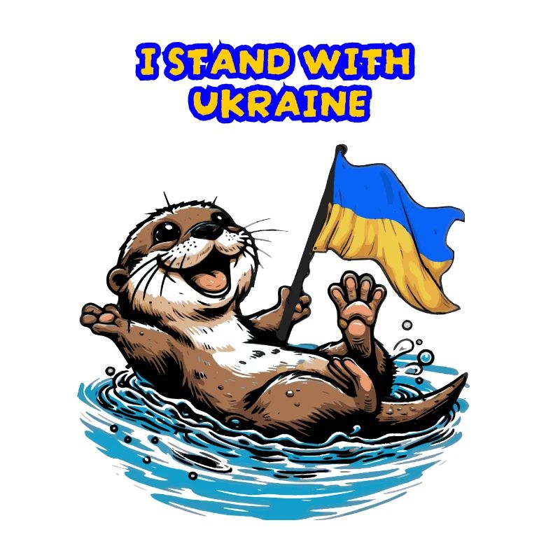 Bébé loutre mignon avec drapeau de l’Ukraine