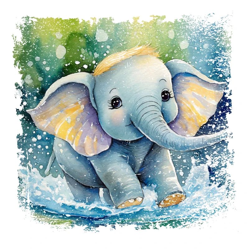 Mignon bébé éléphant jouant dans l’eau