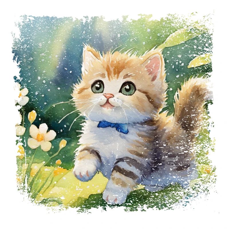 Mignon bébé chat jouant joyeusement dans le jardin