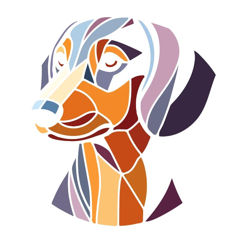 Dachshund dog head, geometric art, polygon