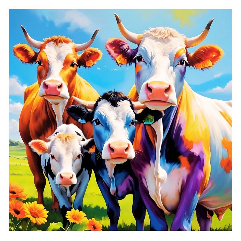Vivid Colourful Cow Herd Design