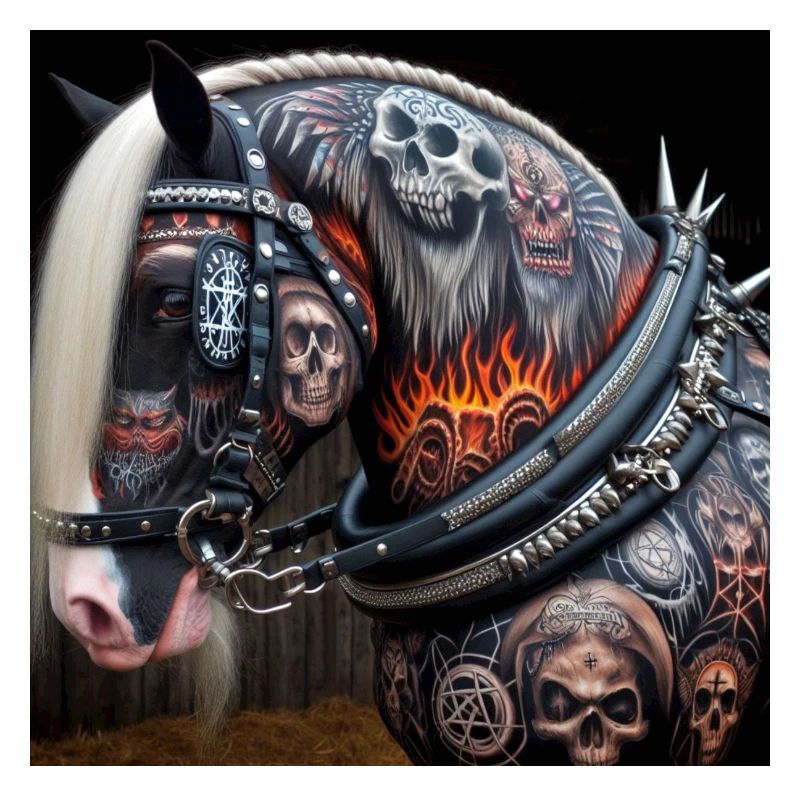 Cheval lourd tatoué