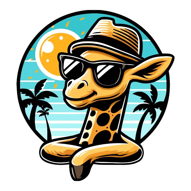 Girafe réfrigérée avec lunettes de soleil et chapeau