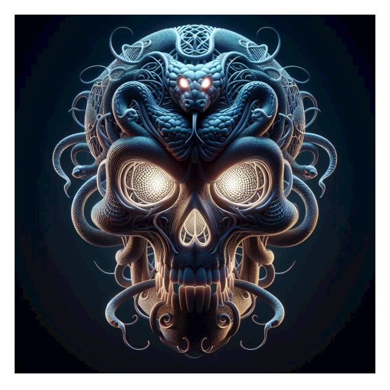 Schädel verschmolzen mit Snake 3D