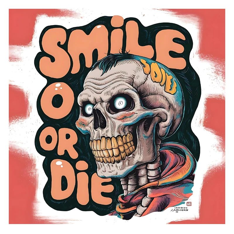 Bald Skeleton with smiling text