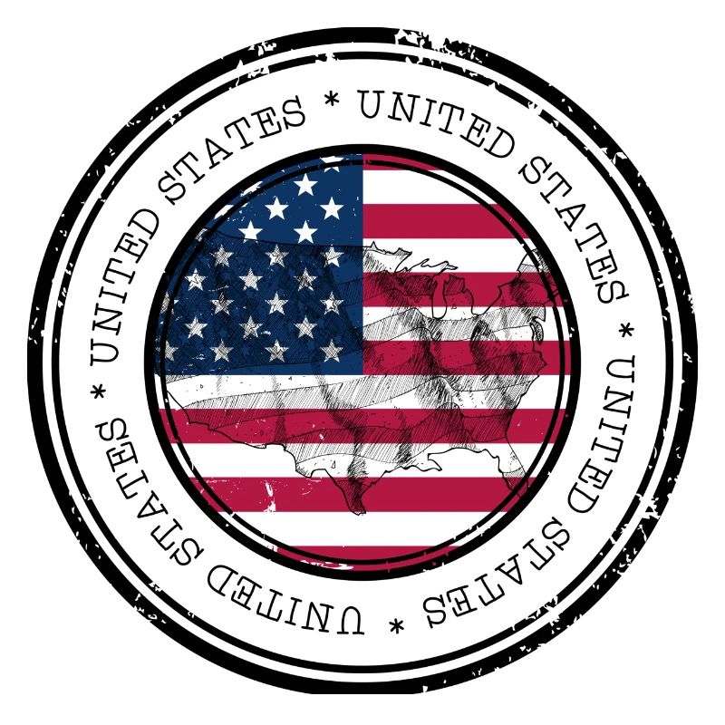 US Flag Map Round Emblem