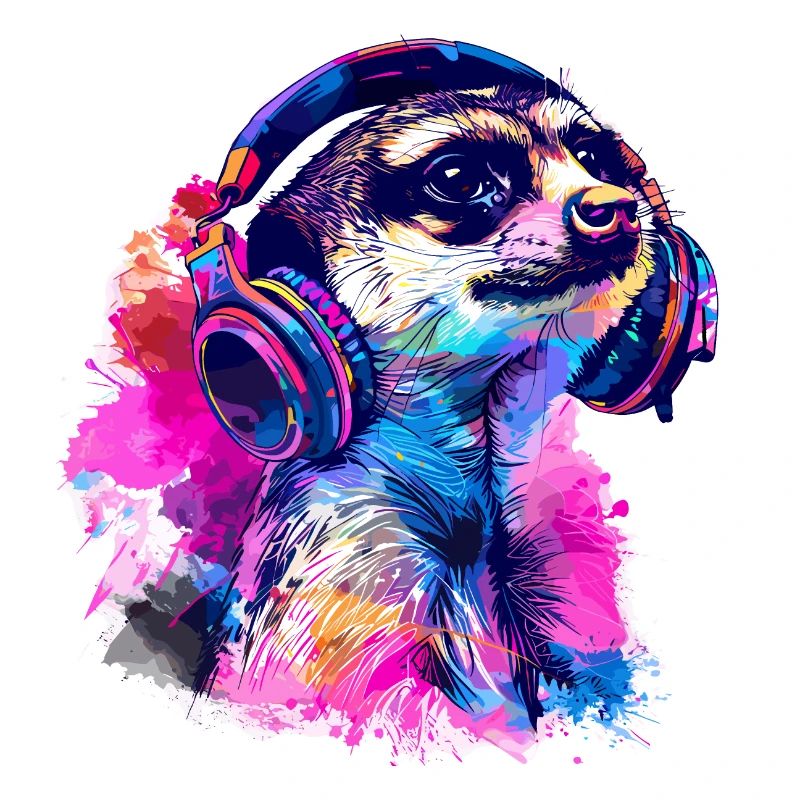 Erdmännchen Erdhündchen Scharrtier mit Kopfhörer