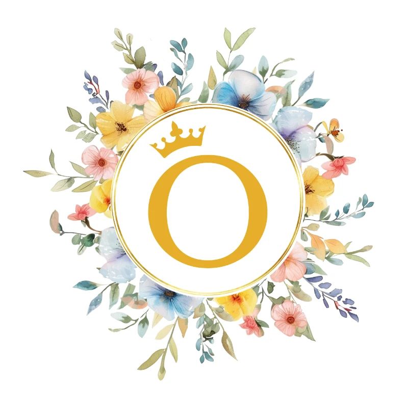 O Monogram, Flower Circle, Personalizable