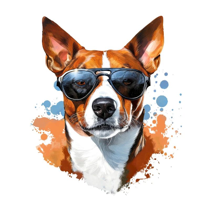 Basenji avec lunettes de soleil