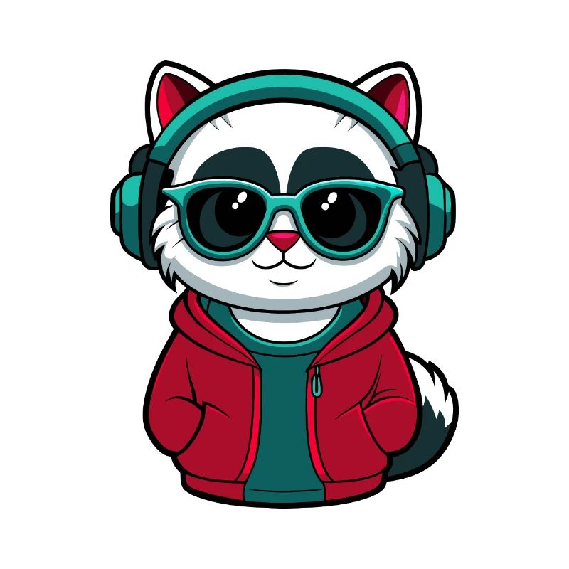 Coole Katze mit Kapuzenpullover und Brille Design